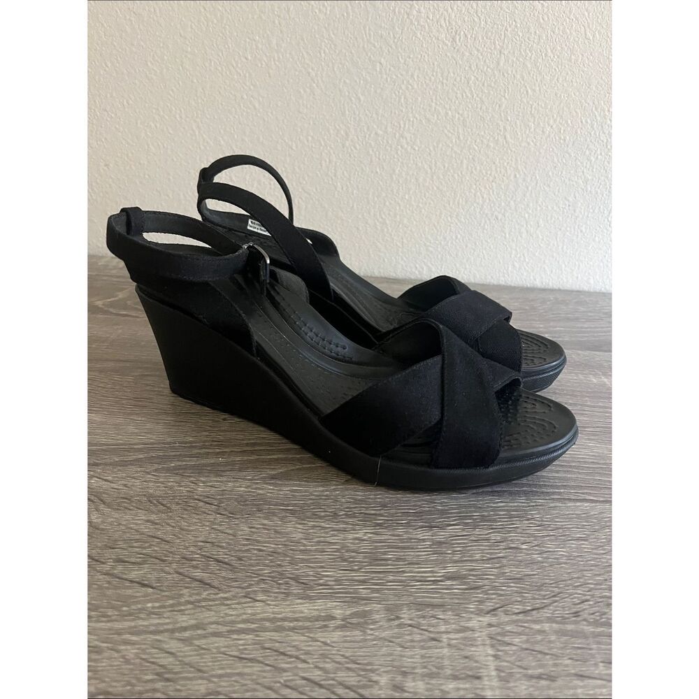 New Crocs Leigh II Cross-Strap Ankle Wedge 10